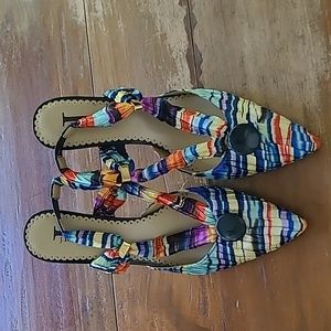 J. Renee sling back heels. Size 8 1/2. Multi colored.  Goes with everything!